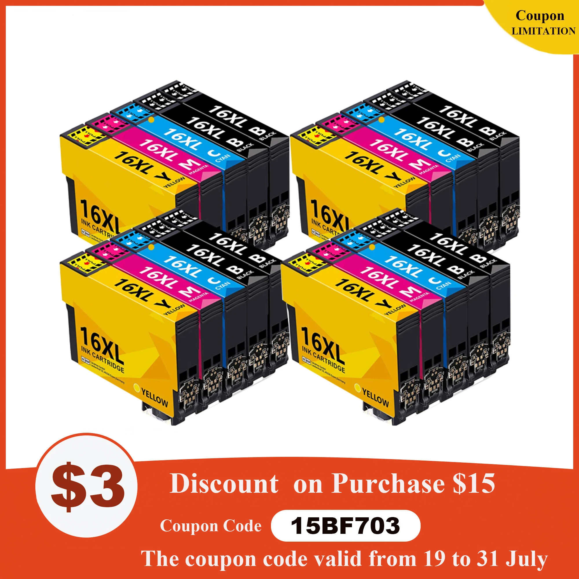 befon 16XL Compatible Ink Cartridges for Epson 16XL 16 XL for Epson Workforce WF2750 WF2760 WF2660 WF2530 WF2520 WF2510 WF2010