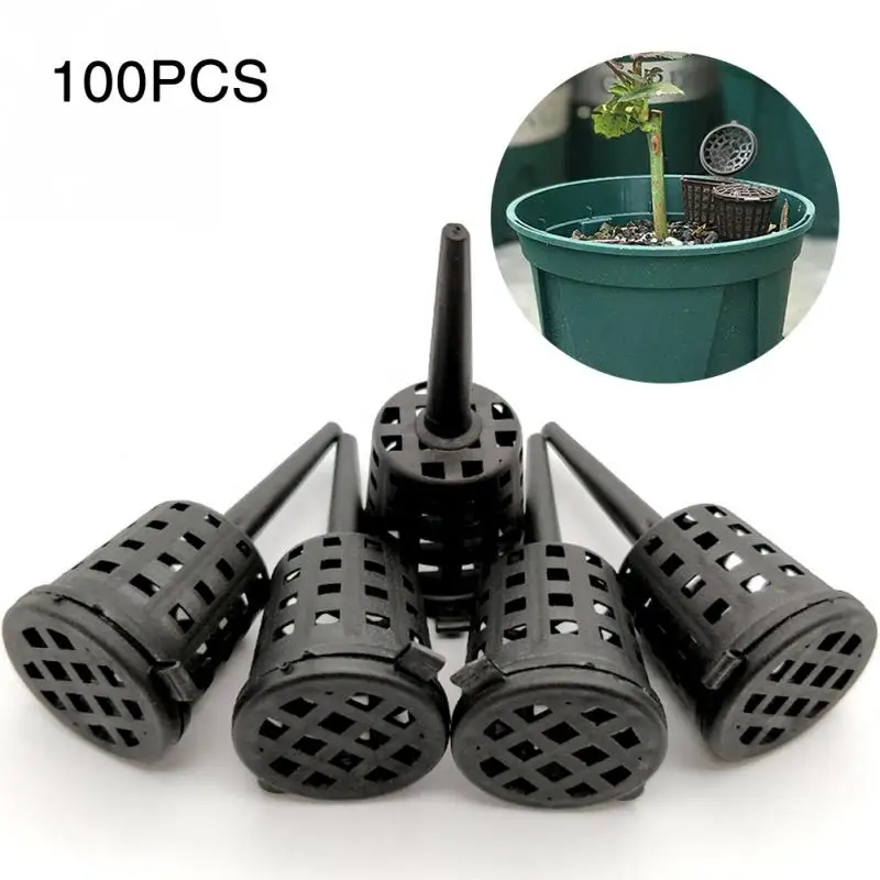 

100 Pcs/pack Portable With Lid Root Aquarium Nursery Pots Fertilizer Baskets
