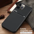 Роскошный кожаный армированный чехол для iPhone 13 12 Pro Max SE 2020 13 12 мини автомобильный держатель Магнитный противоударный защитный чехол с защитой от падения