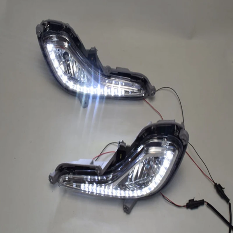 Светодиодный дневные ходовые огни дневного света Противотуманные лампы 12V Автомобильные противотуманные фары для hyundai акцент Solaris Verna 2010-2013