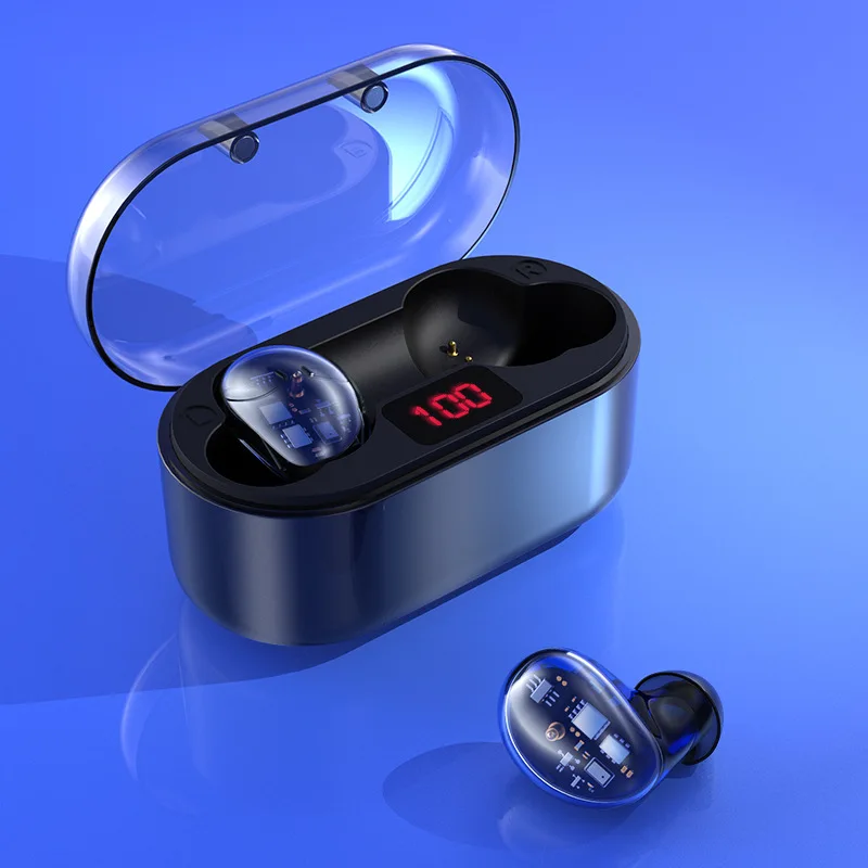 Blue Bakeey X7 TWS Беспроводные bluetooth 5,0 наушники HiFi бас активный шумоподавление сенсорное управление прозрачные наушники с микрофоном - Цвет: Blue