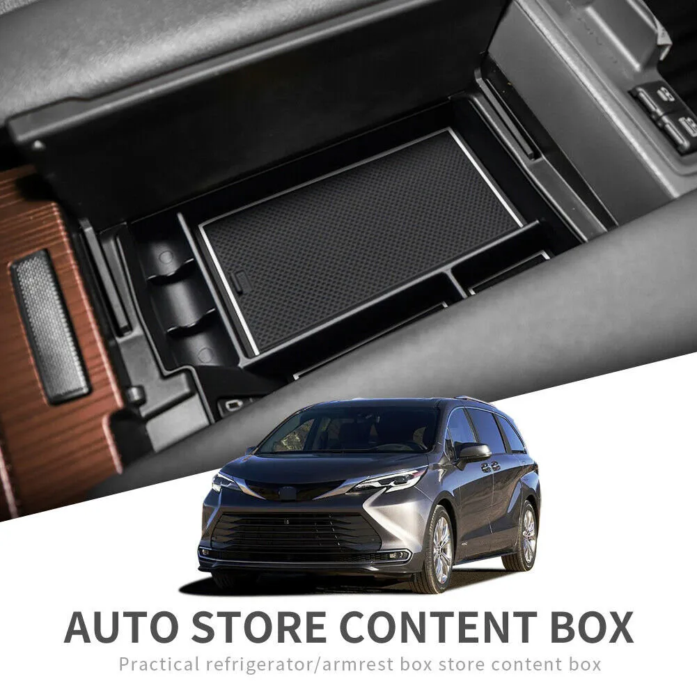 

Central Armrest Storage Box For Toyota Sienna 2021 Car Accessories Console Central Armrest Storage Box