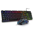 Проводная игровая клавиатура и мышь для Noteboo, 104 клавиши с RGB-подсветкой, 3200DPI