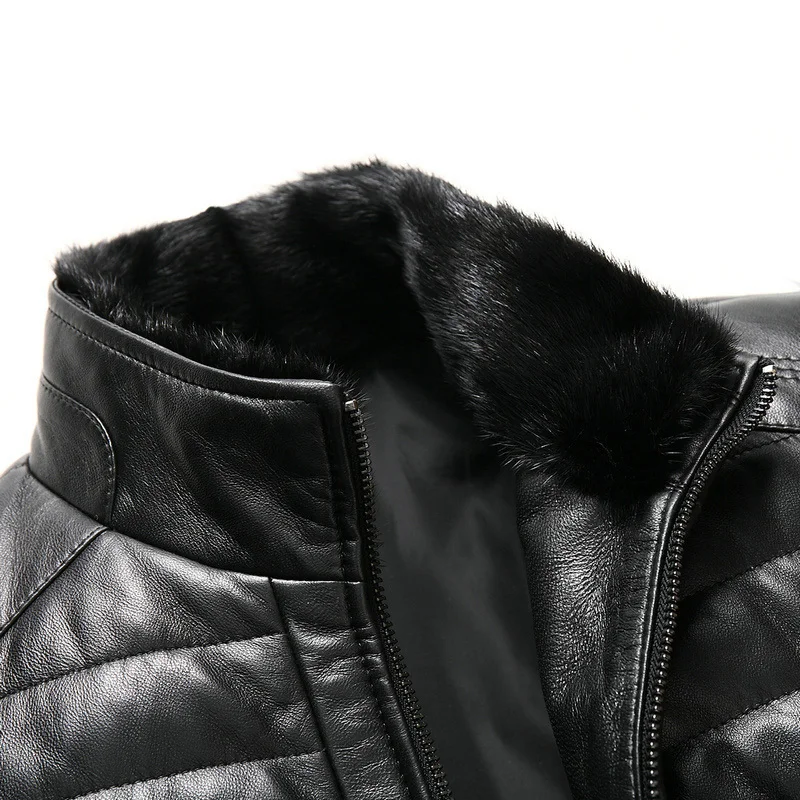 Мужская куртка из 100% натуральной кожи зимняя овчины большого размера мужская