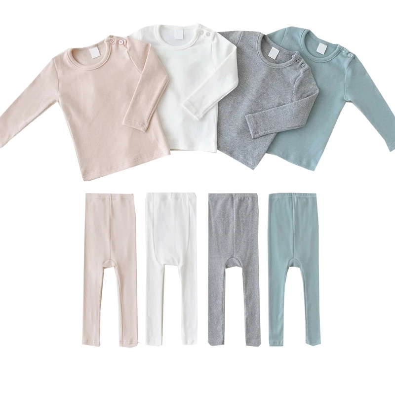 

2022 Spring Korean Style Baby Versatile Bottoming Underwear Set Infant Solid Clothes Set Kids Girls Casual Warm Set, #9272