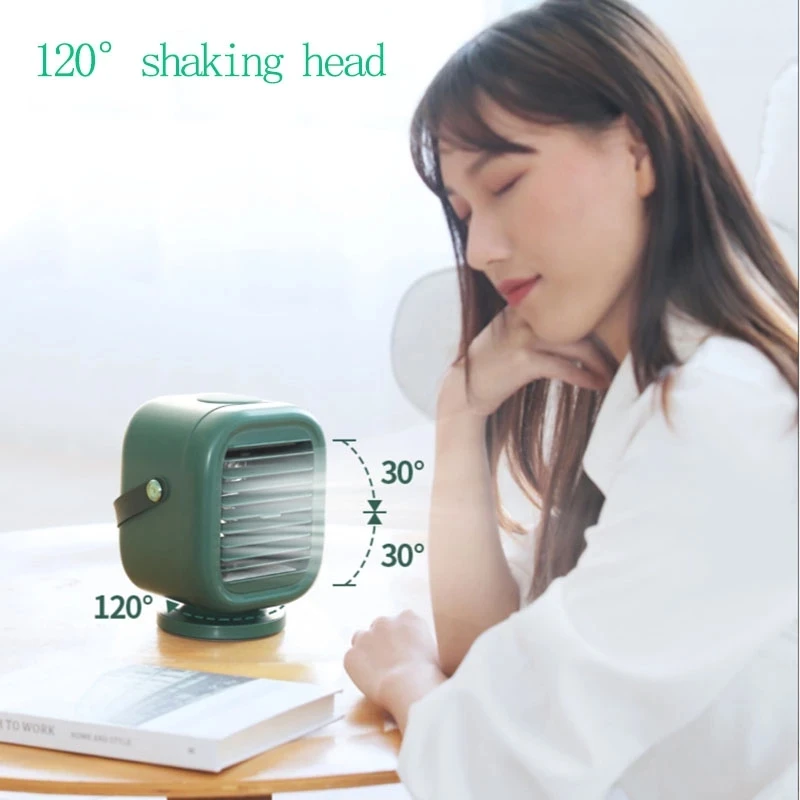 

Mini Air Conditioner Portable Fan with Mist Multi-function Humidifier Purifier Electric Desk Fan Head-shaking Air Cooler Fan