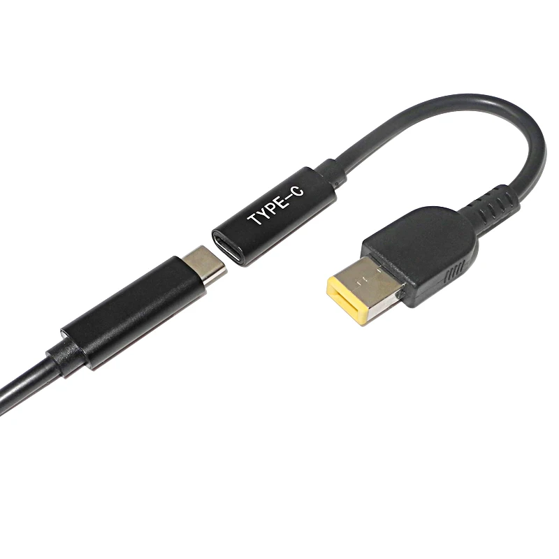 

Huiyuan Ноутбук DC адаптер питания штепсельная вилка конвертер Кабель USB Type-C в квадратный разъем зарядное устройство подходит для Lenovo T460s E470 T450