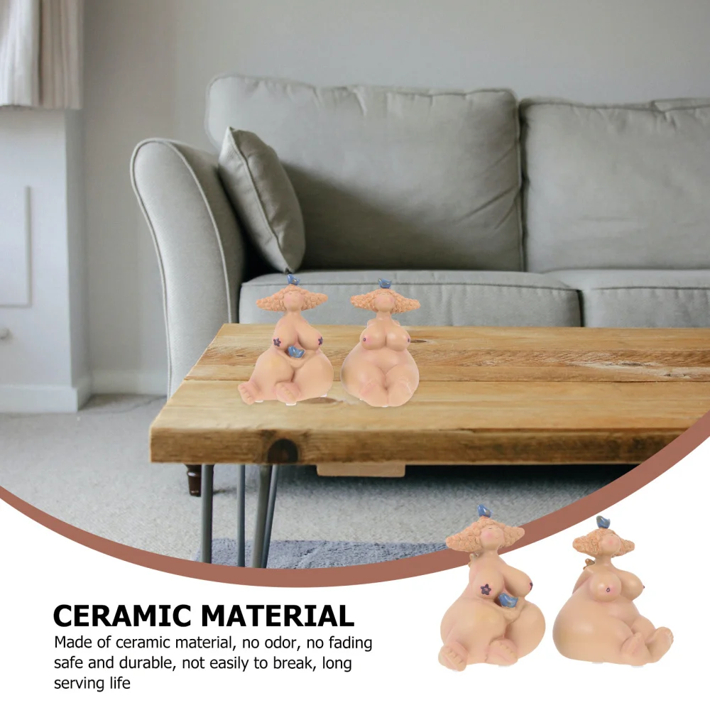 

2Pcs Ceramic Beauty Figures Sculpture Figurine Statue Tabletop Decoration