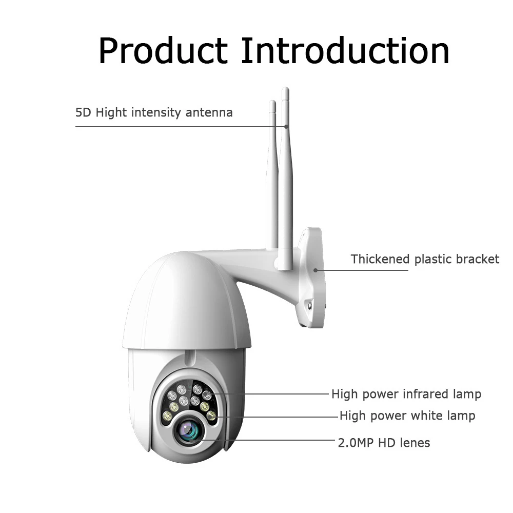 Wi Fi Pan Camera видеокамера AP 10LED с узором две антенны IP66 вращение приложения на улице