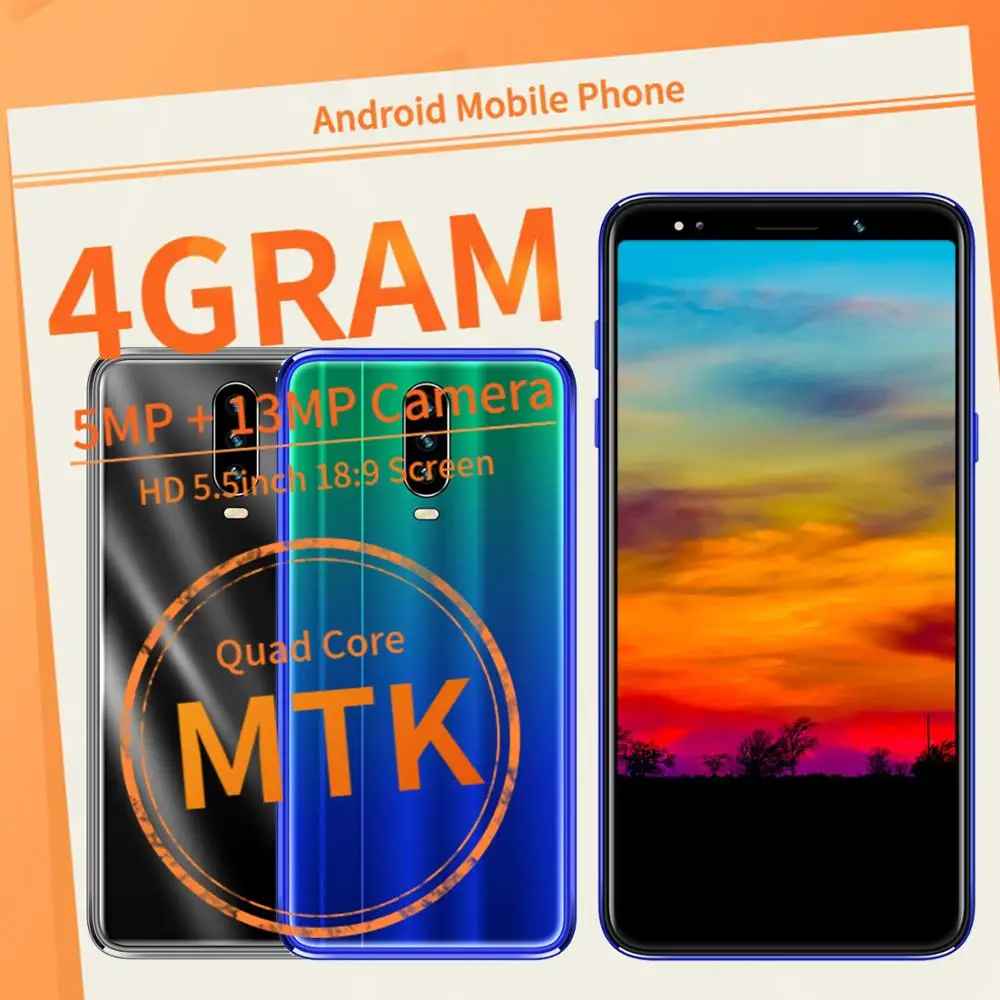 Сотовый телефон 9 Lite 5 дюймовый экран 4 Гб + 64 ГБ MTK Android камера 13 МП четыре