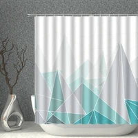 modern irregular splicing shower curtain geometric polyester fabric waterproof bathroom curtains with hooks bath screen decor