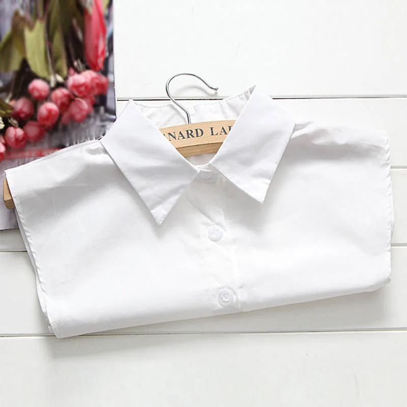 

New Women Cotton Fake Collar Blouse Vintage Detachable Shirt Collar False Collar Lapel Blouse Top Women Clothes Accessories