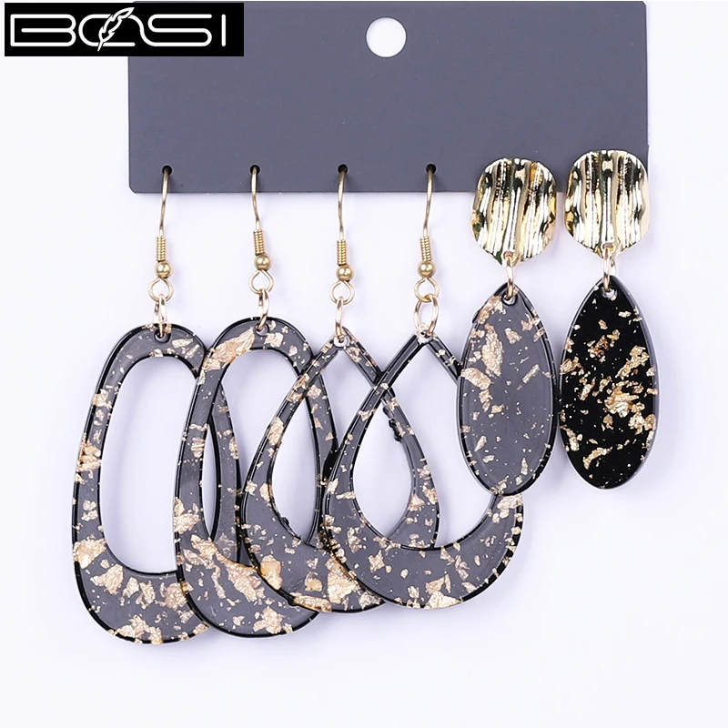 

BOSI Black set earrings fashion jewelry drop earrings set Women minimalist long earrings boho simple earring wholesale acrylic