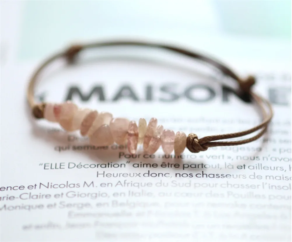 

Natural Stone Crystal irregular Bracelets For Women Men's Brown rope chain Simplicity Handmade Bracelets For Couples Jewelry