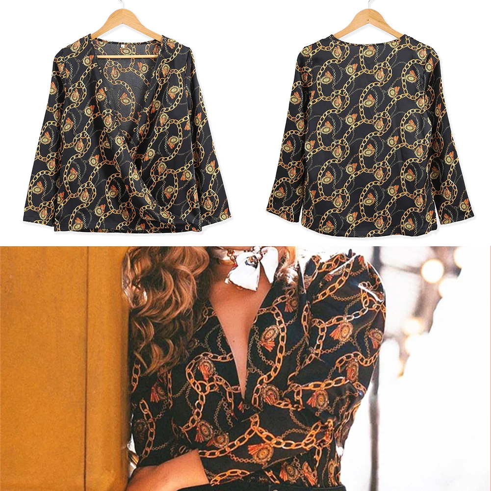 Новая модная женская винтажная блуза с принтом в виде цепочки паролей рубашки