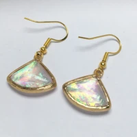 hot selling trendy high quality fan shaped white faux opal earrings simple and versatile party jewelry exquisite gift 18x19mm