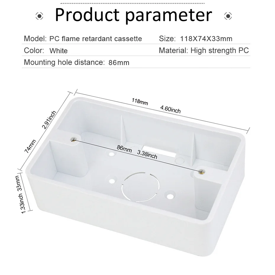 

Wall Surface Mounting Bottom Box 118mm*74mm*34mm PVC plastic Switch External Mounting Box For US Standard Wall Switch Socket