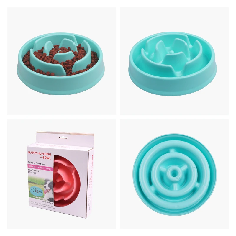 

Candy Color Pet Dog Bowl Slow Feeder Plastic Anti Choking Puppy Cat Eating Dish Bowl Anti-Gulping Food Plate