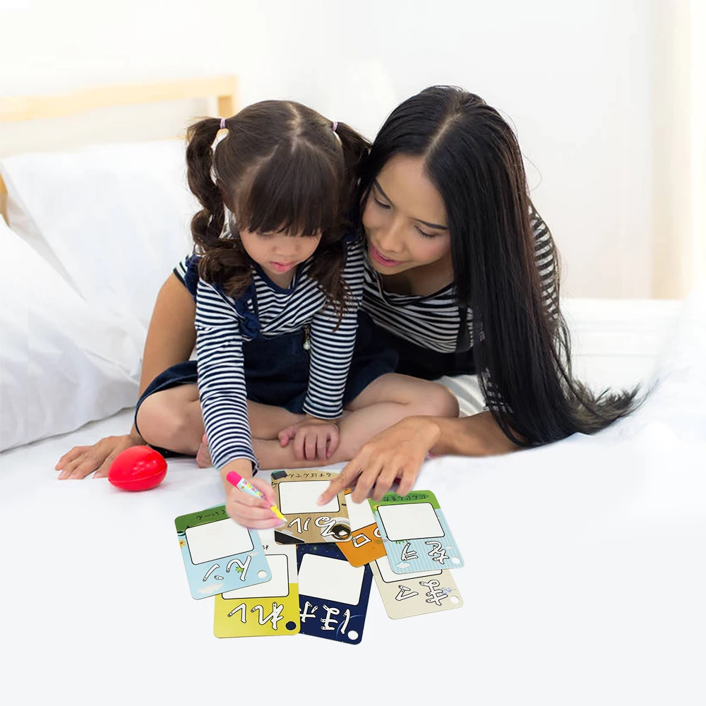 

46 PCs Water Drawing Card Japanese Hiragana Coloring Card with 2 Magic Pen Recognition Learning Educational Toys for Kids