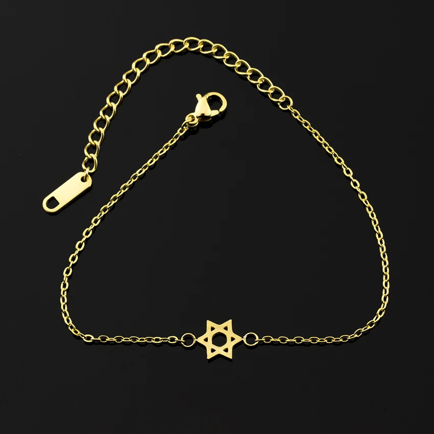 Ювелирные изделия в еврейском стиле Magen Star Of David, браслеты с подвесками для женщин, Bff, подарки, Bijoux Femme, нержавеющая сталь, золотой цвет, Pulseira Feminina