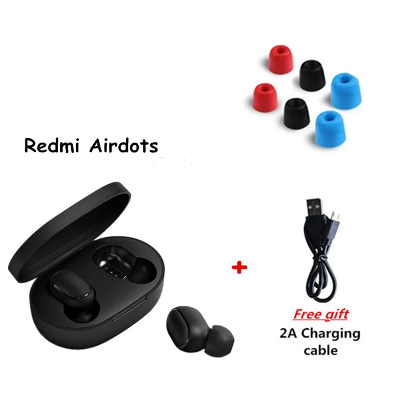 Redmi TWS AirDots Bluetooth наушники стерео беспроводные Bluetooth 5,0 наушники с микрофоном зарядное устройство управление AI - Цвет: add earplug cable