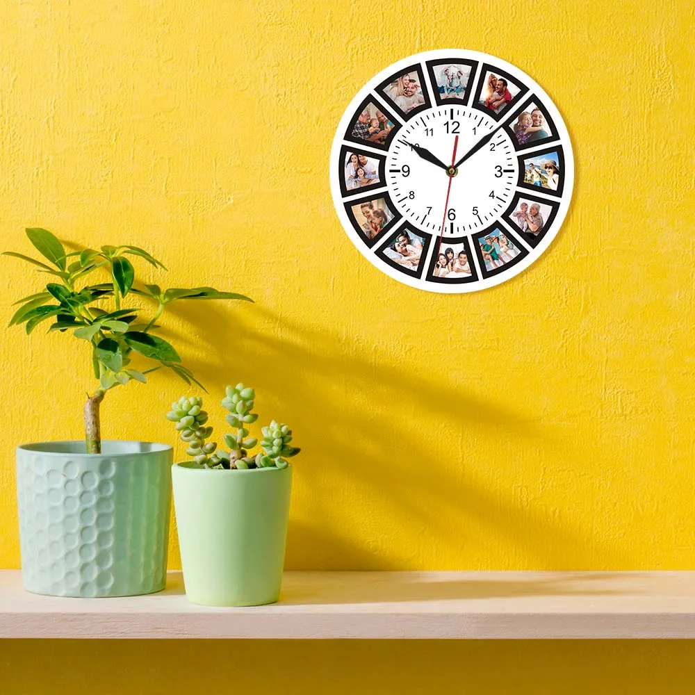 Create Your Own Wall Clock Custom 12 Photos Unique Souvenir Gift Home Watch Personalized Family Friend Printed | Дом и сад