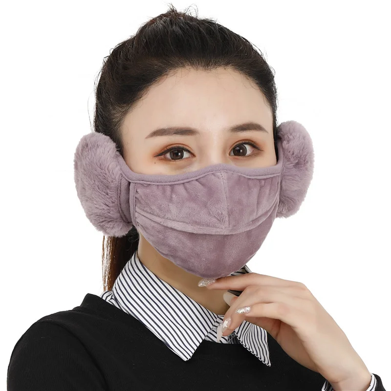 

3pcs/set New winter dust mask, warm and cold proof female earmuffs, covering exposed breathable nose and ears