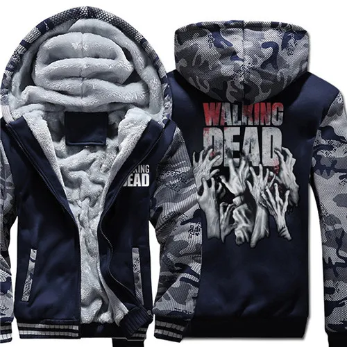 Тёмно-синий The Walking Dead sweatshirts hoodies Cosplay spring winter thicken hoodie hip hop brand clothing harajuku sweatshirt tracksuits - Цвет: Тёмно-синий