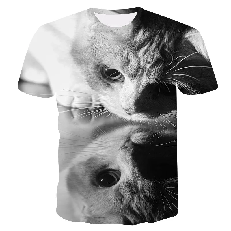 

New for 2021 Cool fashion t shirt for men and women two cats print 3d t shirt summer short sleeve t shirts male t shirts XXS-6XL