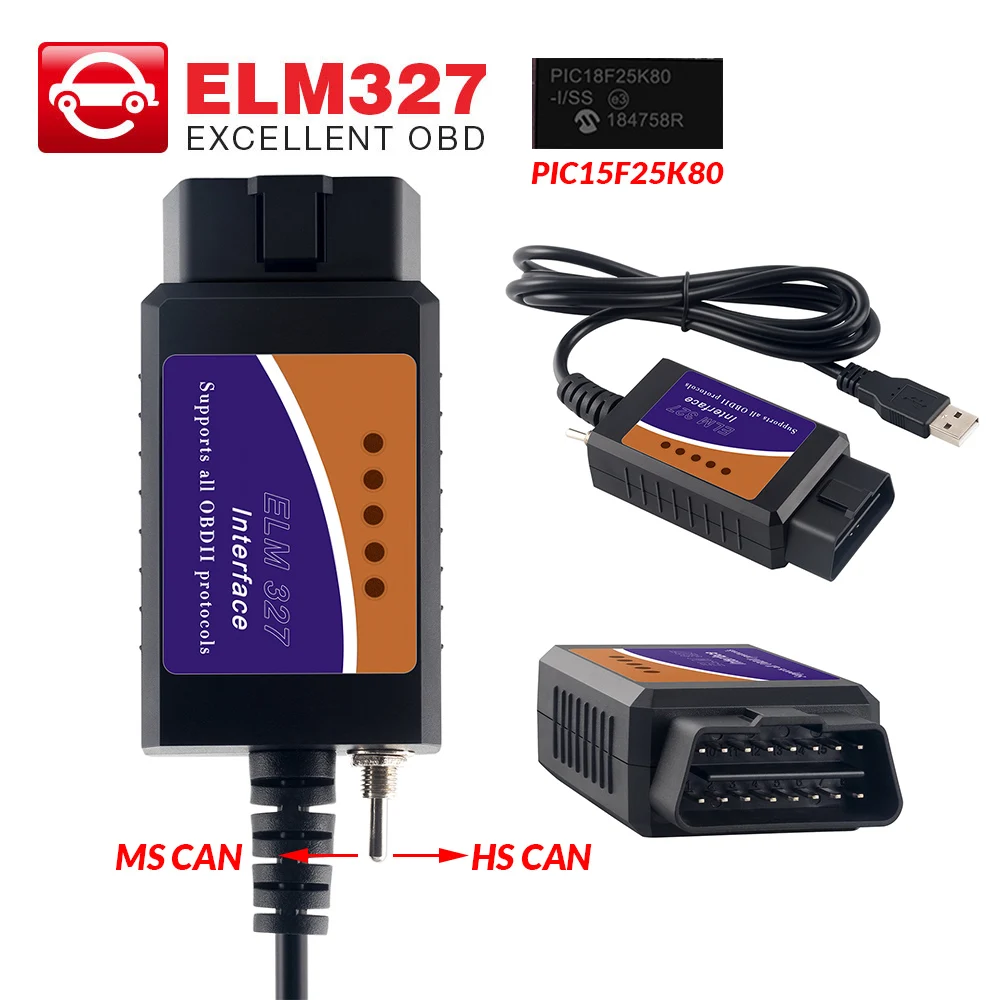 Фото ELM327 V1.5 Bluetooth Wifi USB FTDI чип с переключателем для ford HS CAN и MS автомобильный считыватель