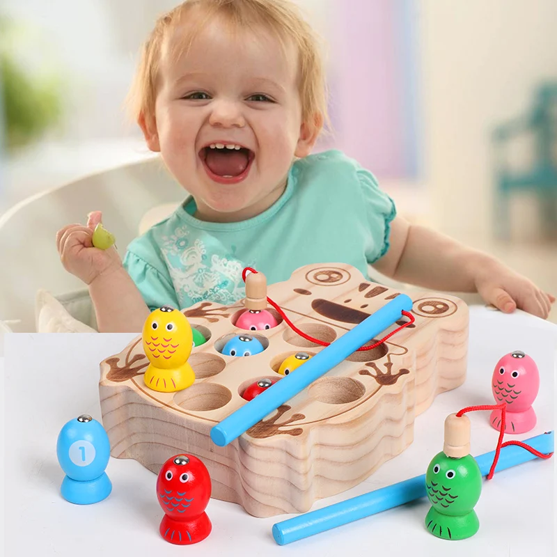 Рыболовные Игрушки для девочек детская игра деревянная Магнитная рыболовная