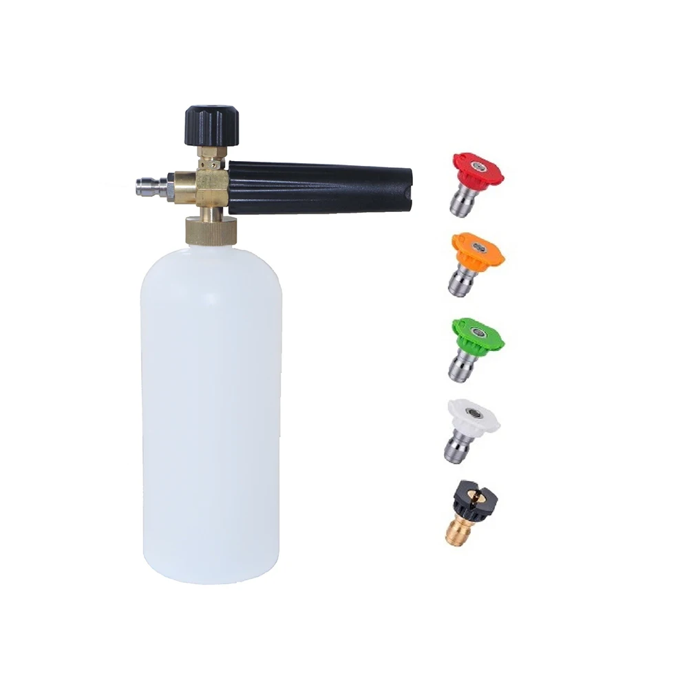 

1000ml/1L Foam bottle +5 * Nozzle High Pressure Washer Snow Lance 1/4\"