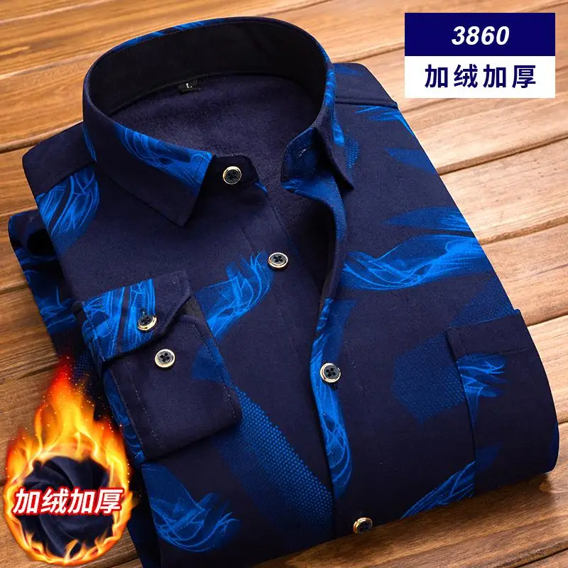 Camisa Social Masculina, мужская рубашка,, зимняя, длинный рукав, в клетку, толстая, теплая, флисовая рубашка, модная, мягкая, повседневная, фланелевая рубашка - Цвет: 3860