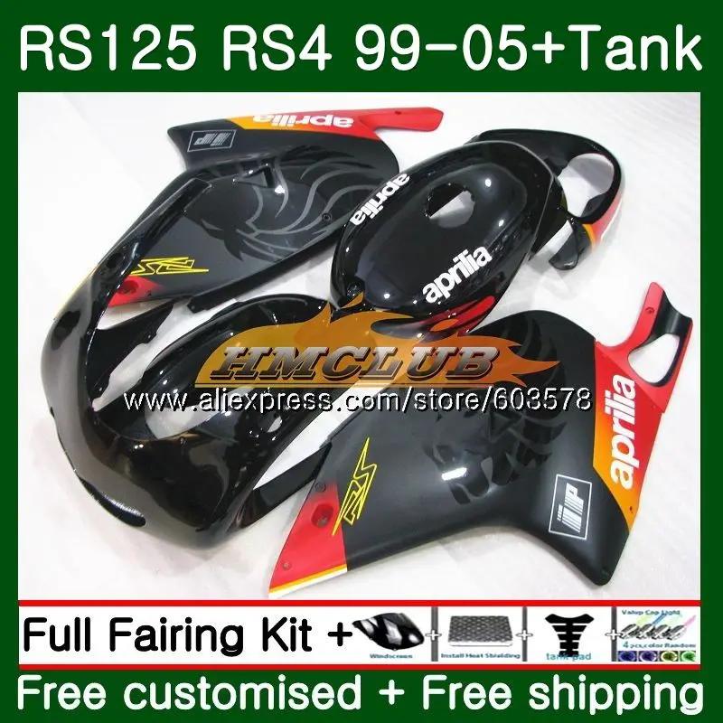 RS125R для Aprilia RS 125 RS125 99 01 02 03 04 05 Черный 44CL. 55 RS4 RS-125 RSV125 R 1999 2000 2001 2002 2003 2005 обтекатель