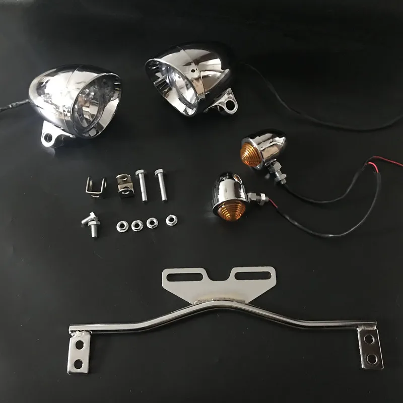 Хромовая пуля Янтарный прожектор указатель поворота для Harley Softail Honda VT VTX Shadow Yamaha