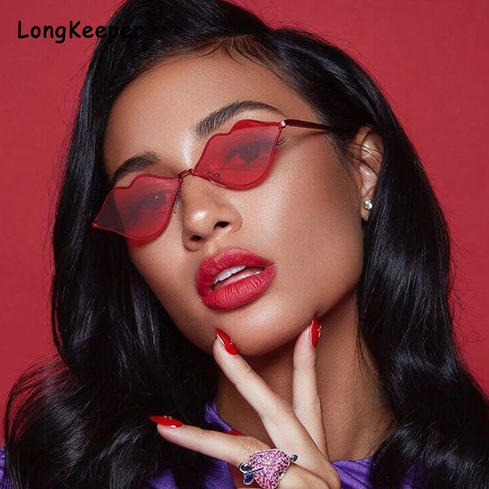 

2020 Sexy Red Lips Sunglasses Women Fashion Luxury Brand ins 90s Cat Eye Sun Glasses Shades Ladies Vintage Party Hip Hop Eyewear