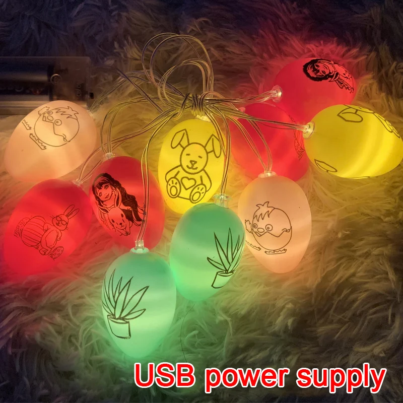 

10Leds Easter Decorations For Home Egg Rabbit Led String Light Easter Bunny Fairy String Lights Wedding Party Ornament Garland