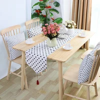 White Black Geometry Cloth Table Runner Polyester Cotton Linen Thickened Pastoral Style Decoration Can Be Used For Country Party