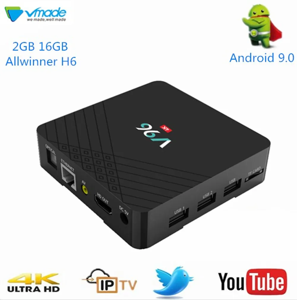 Android 9,0 ТВ-бокс 2 Гб 16 Гб HD 4K H.265 Allwinner H6 четырехъядерный Google Cast Netflix Wi-Fi передатчик для интернет-телевидения Youtube смарт-медиаплеер с интерфейсом ТВ-приставки телеприставка