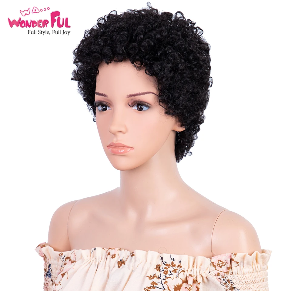 Замечательные афро кудрявые парики Пикси боб парик для женщин короткие