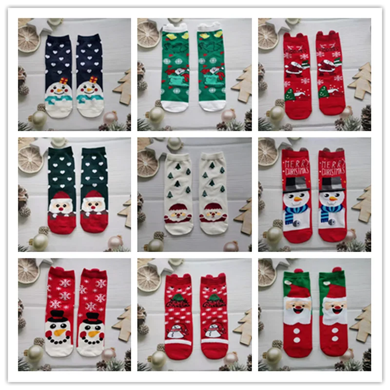 

Christmas Socks Cotton Cute Deer Santa Claus Snowman Cartoon Printing Cristmas Decoration Socks 2021 Navidad New Year Gifts