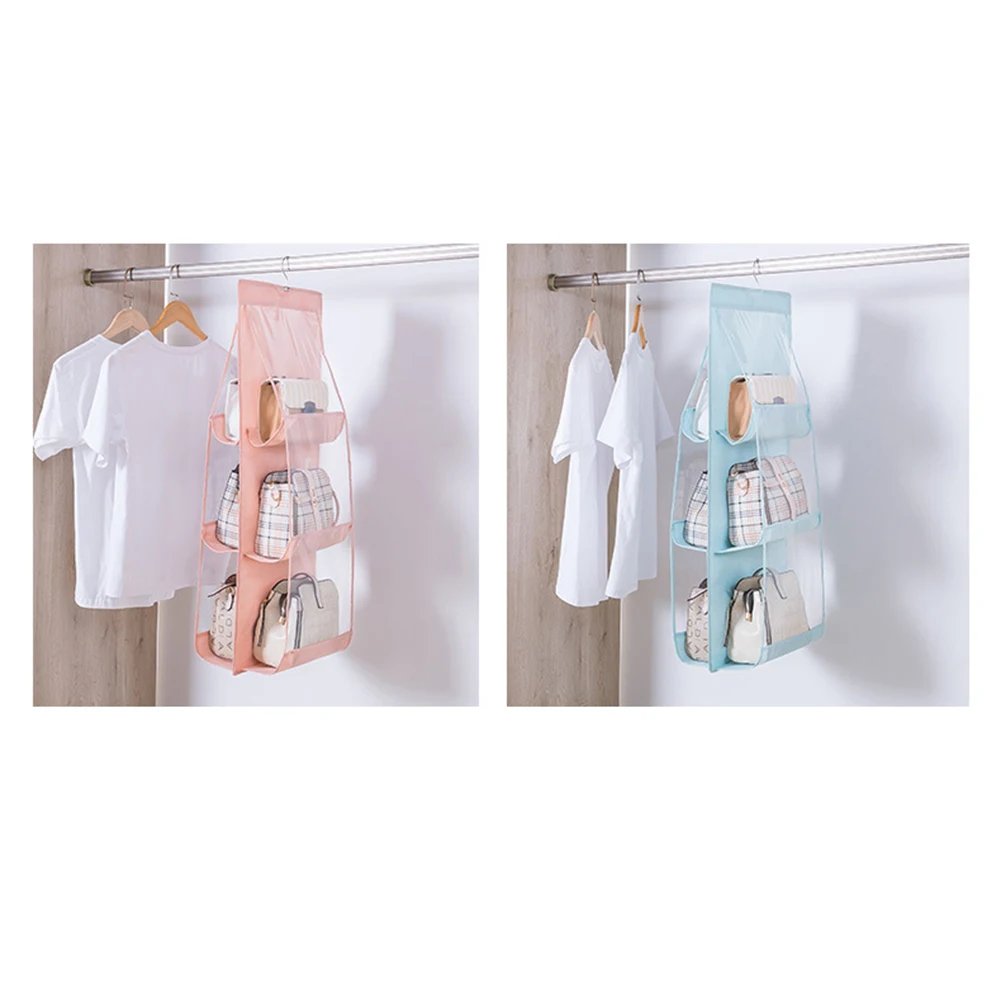 

1*Storage Bag 6 Pockets Hanging Closet Organizer Clear Foldable Oxford Cloth Storage Bag 90cm*35cm*32cm