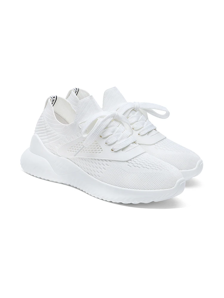 Женские кроссовки из ПУ и сетчатого материала на плоской платформе | Спорт