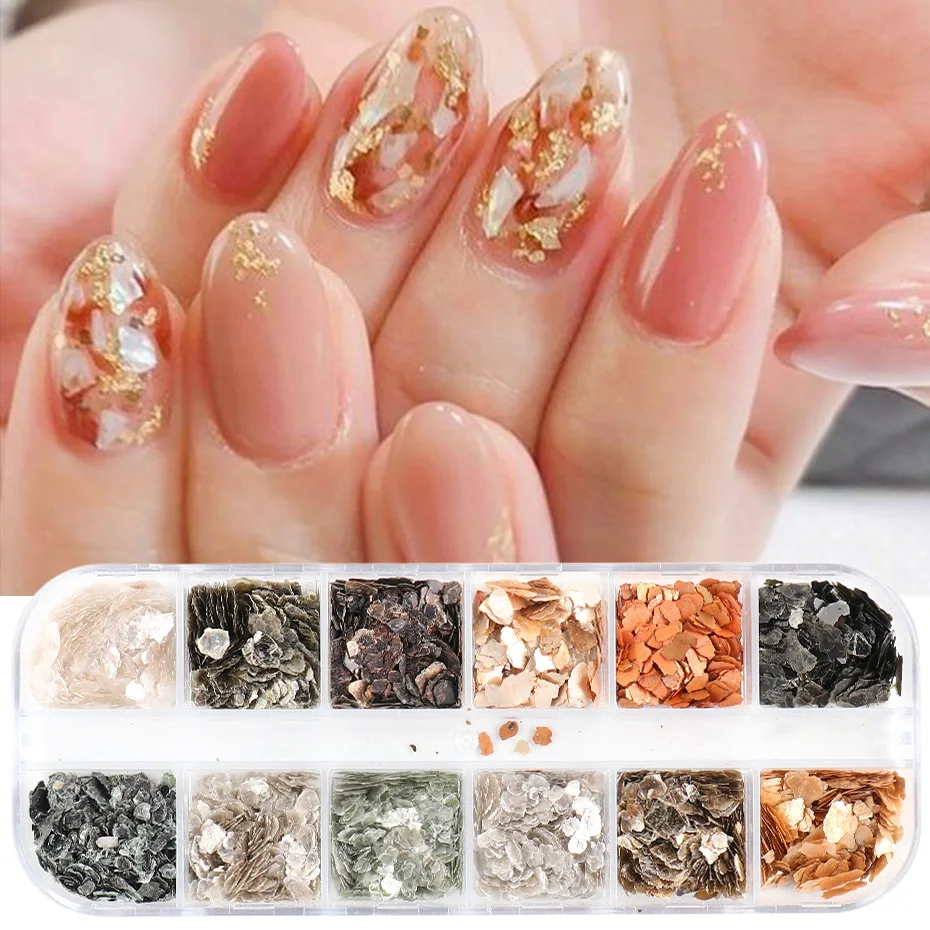 12 сетки/набор гвозди раковина абалона ломтик хлопья нерегулярные Natural Sea Shell