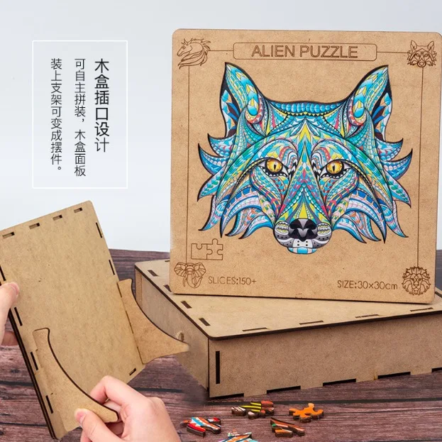 

Top Quality 3D Jigsaw Wooden Puzzles Each Piece is Animal Shaped Card Adults Kid Toys Gifts Family Puzzle Game Home Decoration P