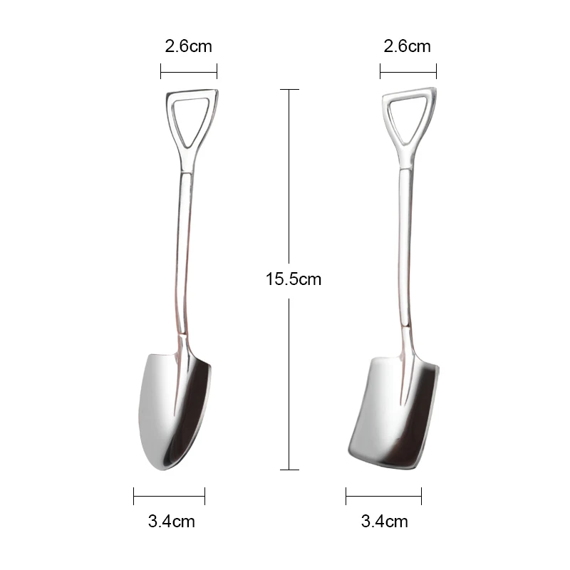 

4Pcs Stainless Steel Iron Shovel Spoon Coffee Ice Cream Spoon Retro Cute Square Head Spoon Kitchen Gadget