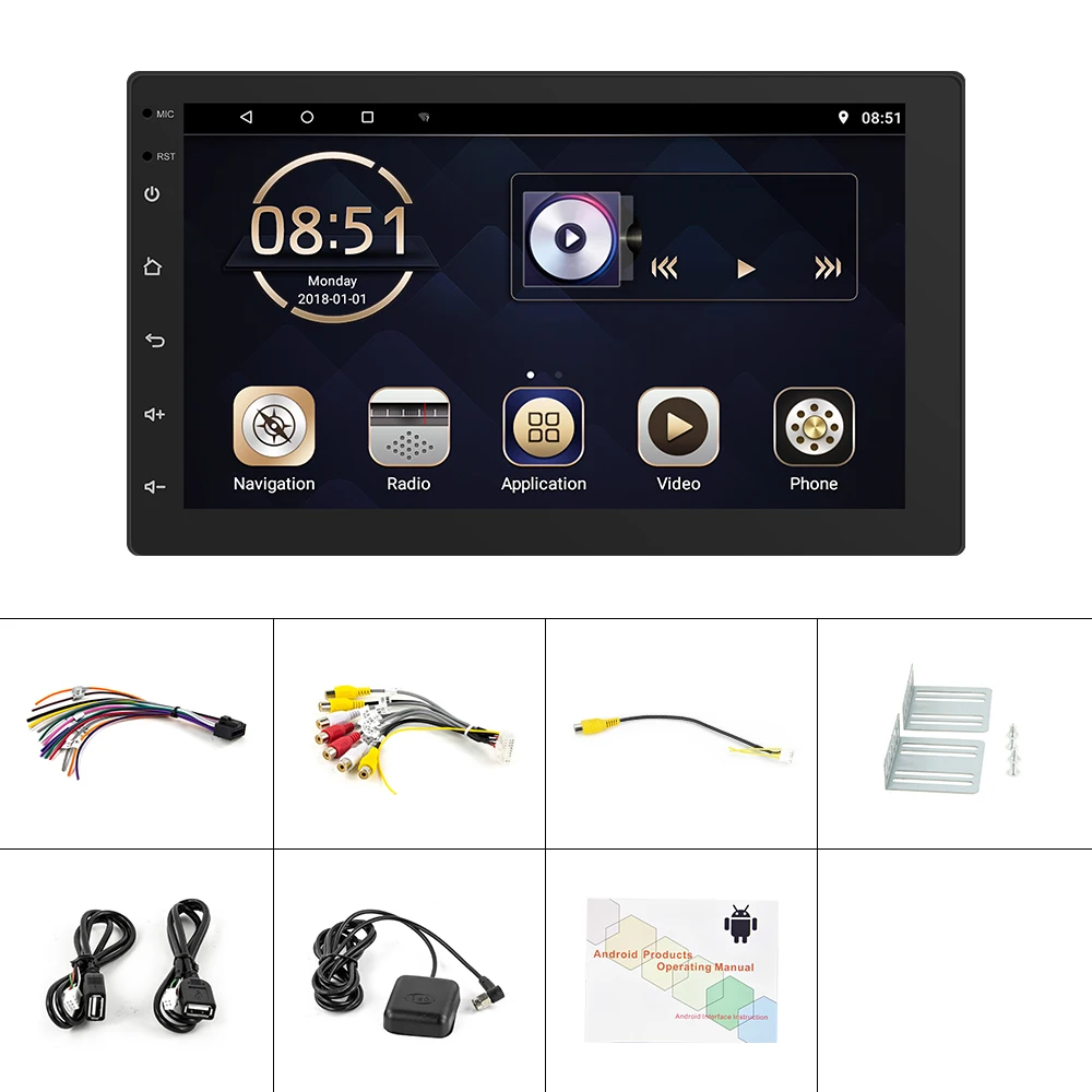 

Podofo Car Radio 2 Din Android Multimedia Player GPS WIFI Bluetooth Stereo for Toyota Volkswagen Hyundai Kia Renault Suzuki Lada