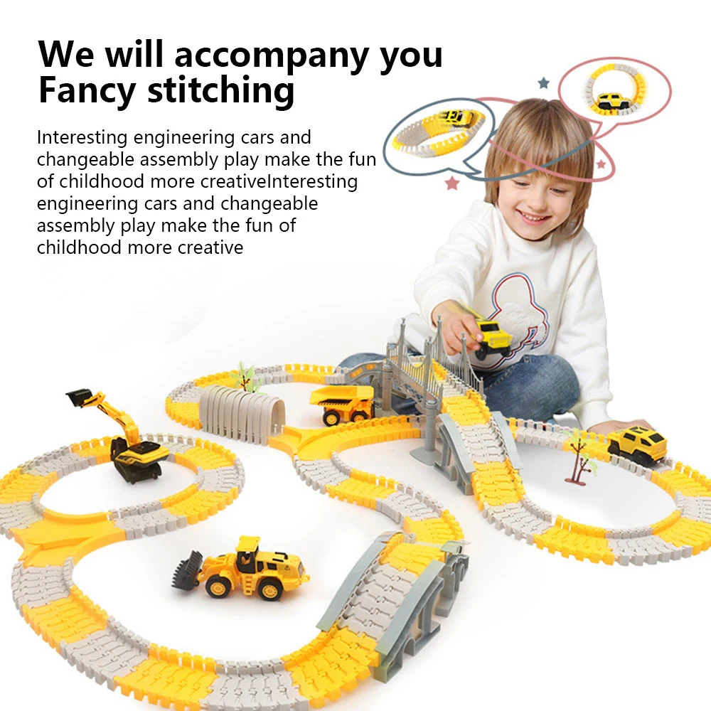 

Assembly Toys Variety Railway Tracks Car Toys Gifts For Children DIY Flexible Bend Magical Track Road Kits Electric Rail Car