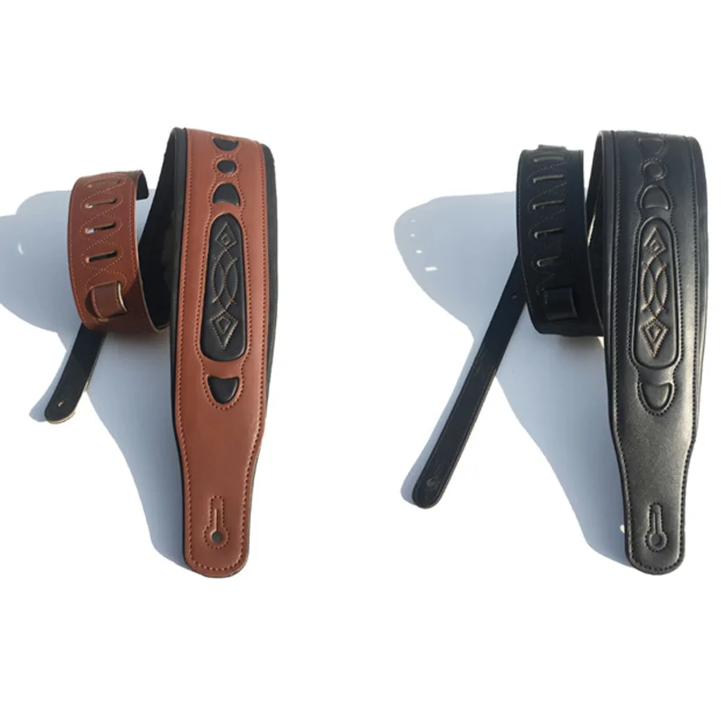 

Hot AD-Leather Real Cowhide Guitar Strap for Electric Bass Guitar Adjustable Padded Browm Color