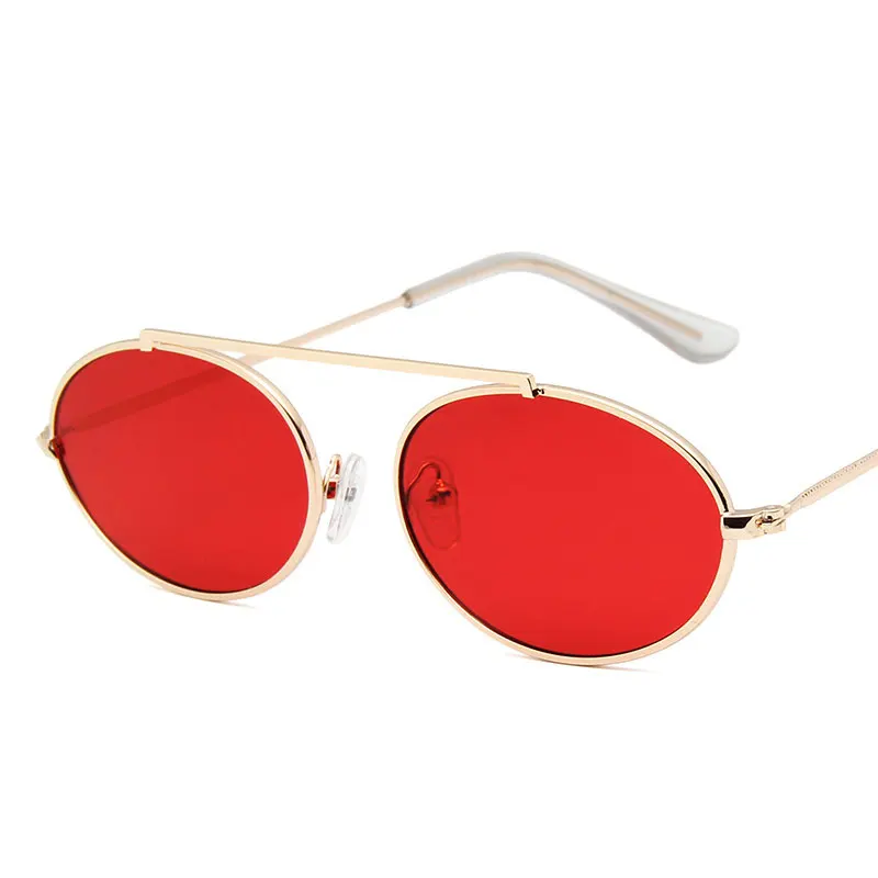 

New Fashion Oval Small Frame Sunglasses Personality Net Red Metal Eyeglasses Retro Single Beam Cross-Border Glasses